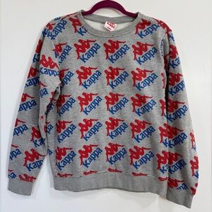 Kappa Men’s Grey Crewneck Sweater with Red and Blue Logo Allover